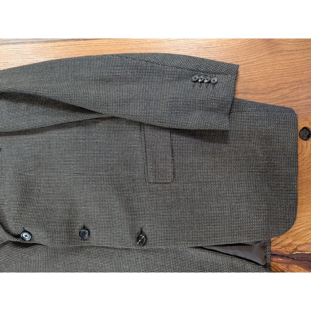 Pal Zileri 56L EU (46L US) Sport‎ Coat Brown Herringbone Virgin Wool Made Italy